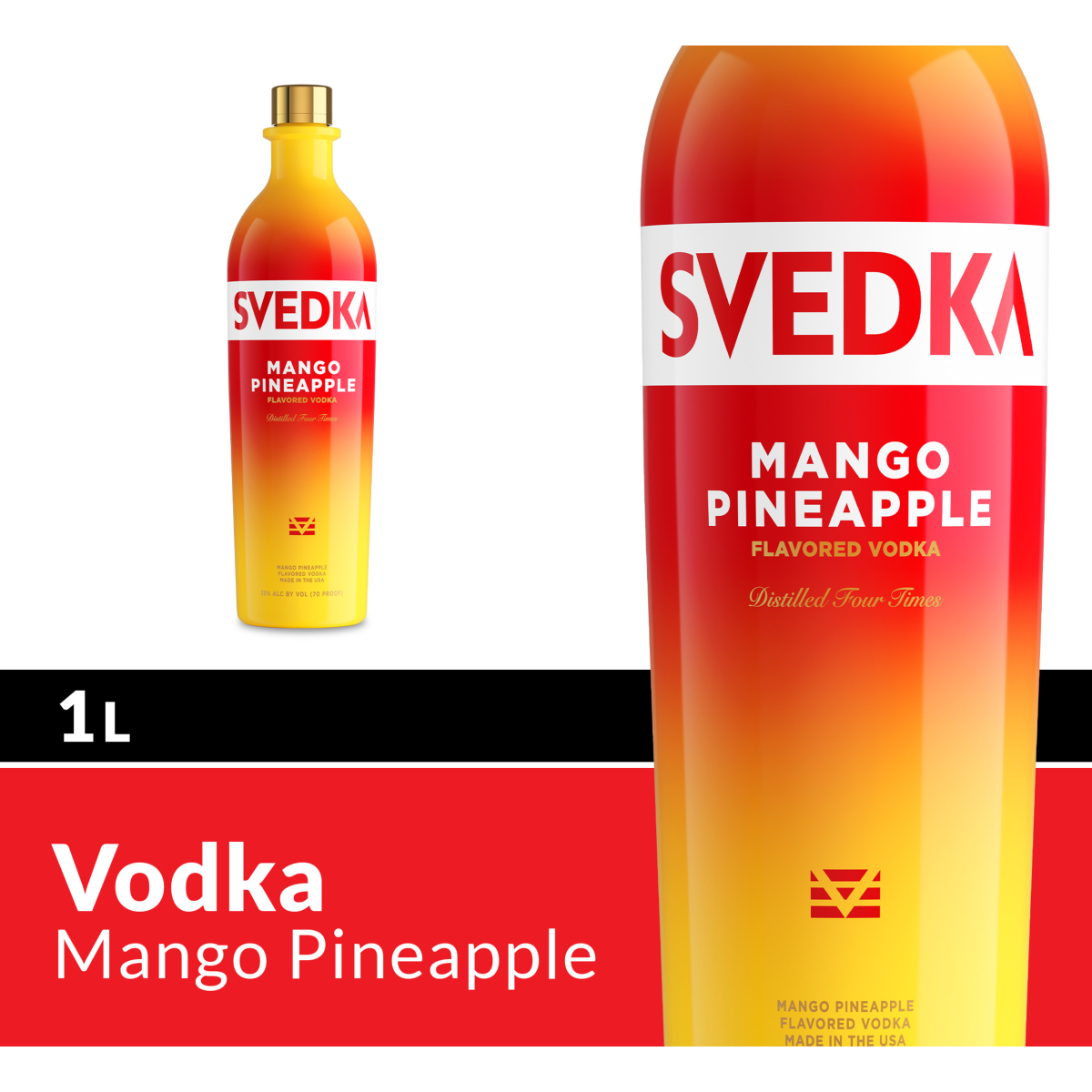 slide 10 of 21, SVEDKA Mango Pineapple Flavored Vodka, 1 L Bottle, 70 Proof, 33.81 fl oz
