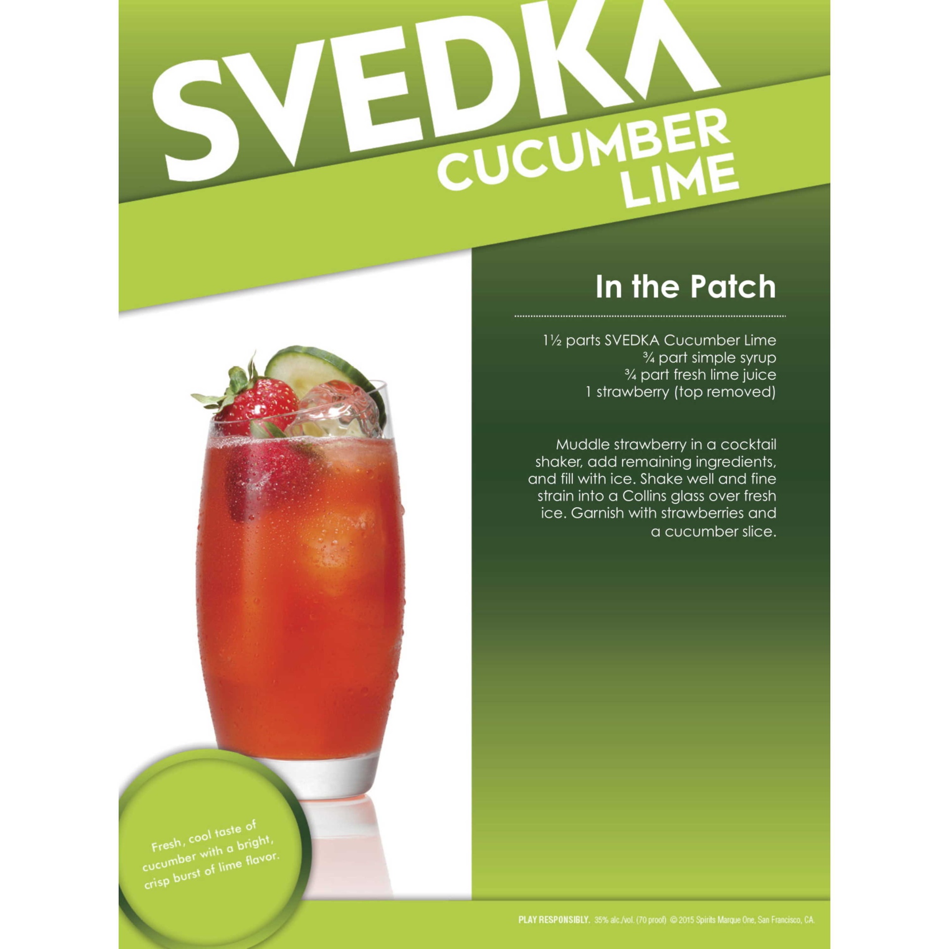 slide 2 of 4, SVEDKA Cucumber Lime Flavored Vodka, 1 L Bottle, 70 Proof, 33.81 fl oz