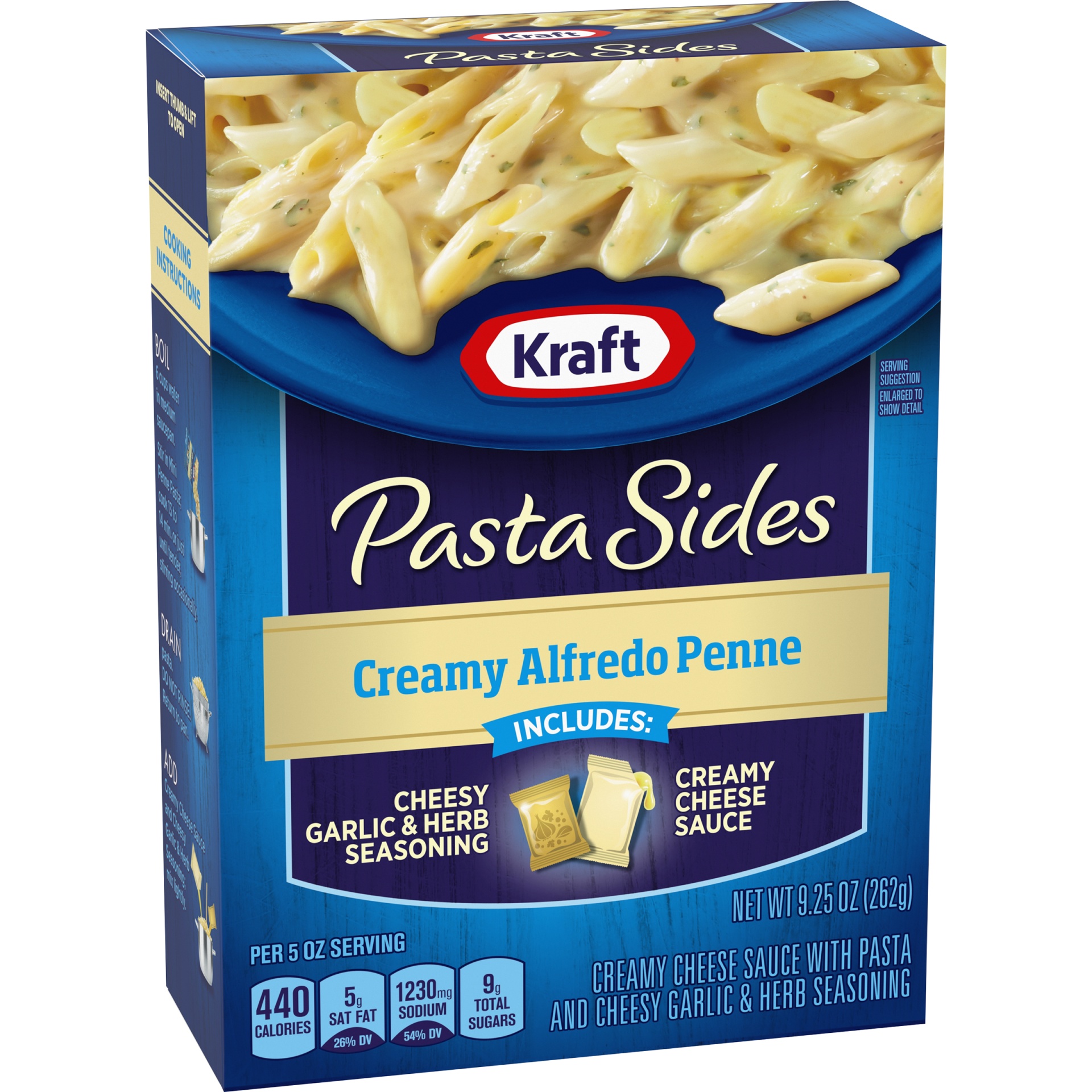 slide 2 of 6, Kraft Pasta Sides Creamy Alfredo Penne, 9.25 oz