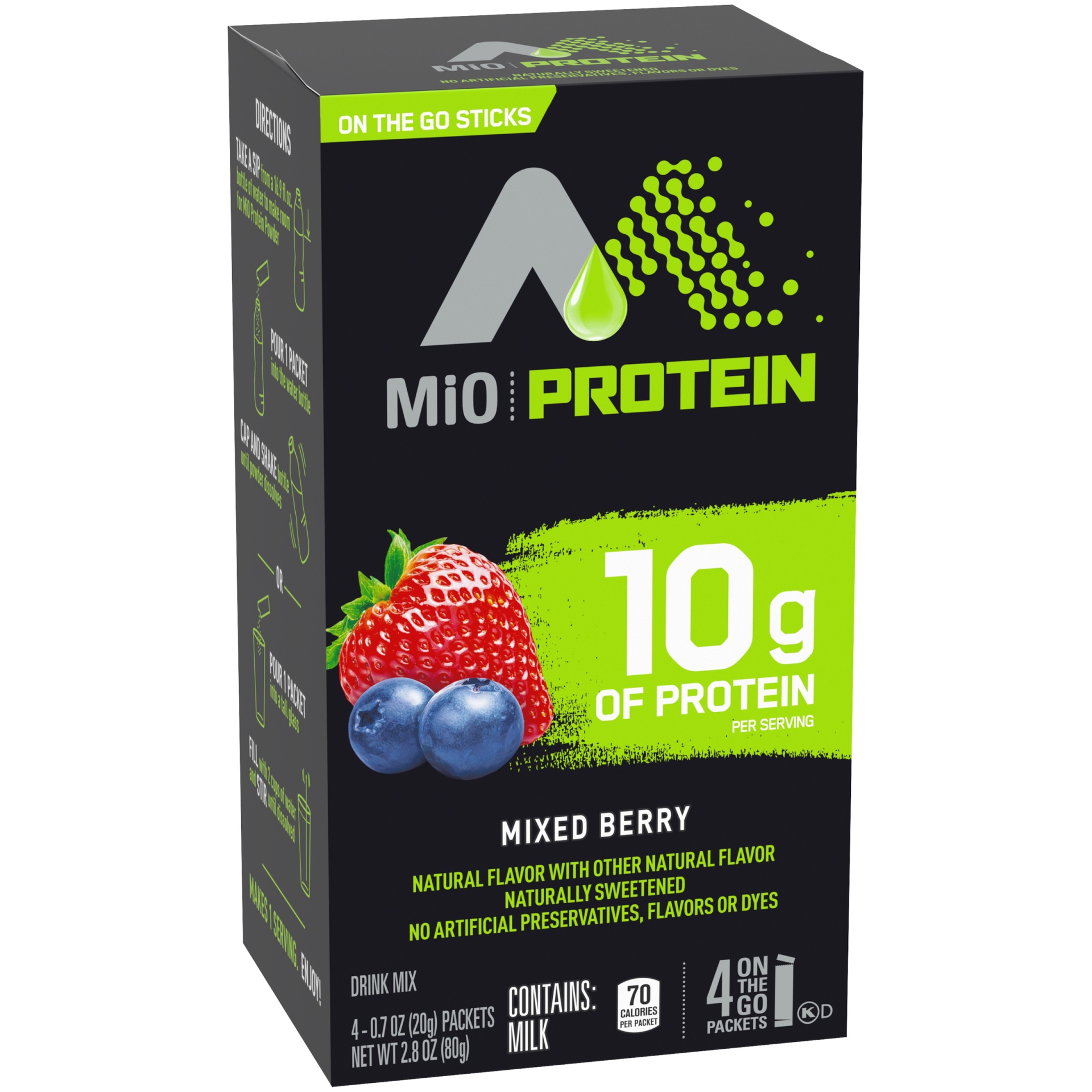 slide 2 of 6, MiO Protein Mixed Berry Powdered Drink Mix, 4 ct; 0.7 oz