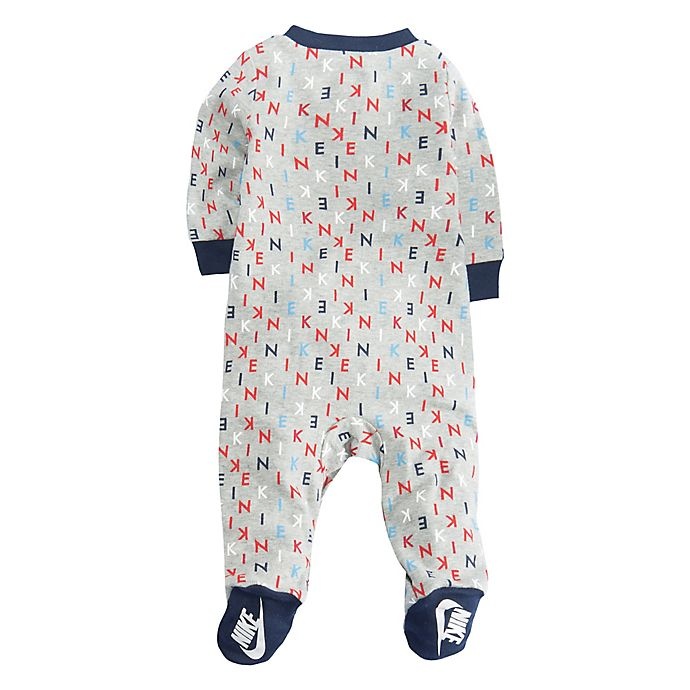 slide 2 of 2, Nike Newborn Logo Print Footed Coverall - Grey, 1 ct