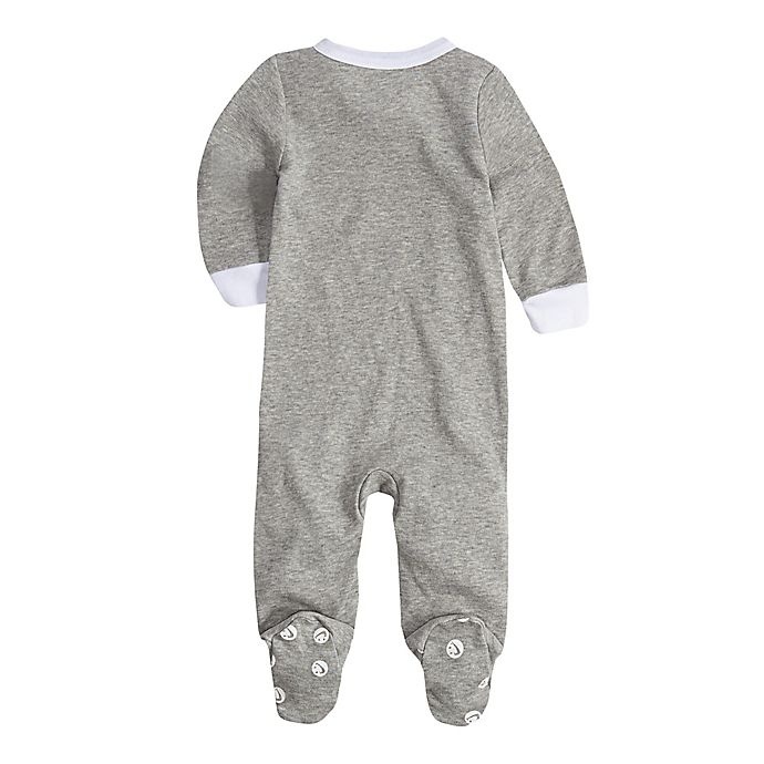 slide 2 of 2, Nike Newborn Smiley Print Footed Coveralls - Grey, 1 ct