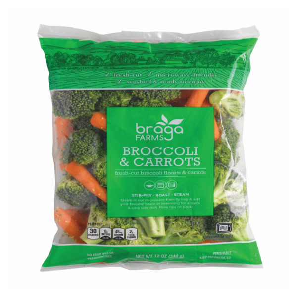 slide 1 of 1, Braga Farms Broccoli & Carrots, 12 oz