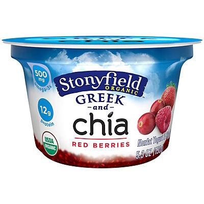 slide 1 of 1, Stonyfield Organic Greek & Chia Red Berries Yogurt, 5.3 oz