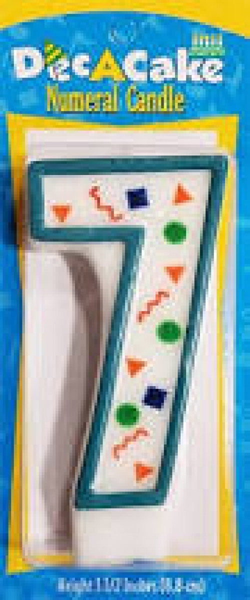 slide 1 of 1, Dec-A-Cake Numeral 7 Candle, 1 ct