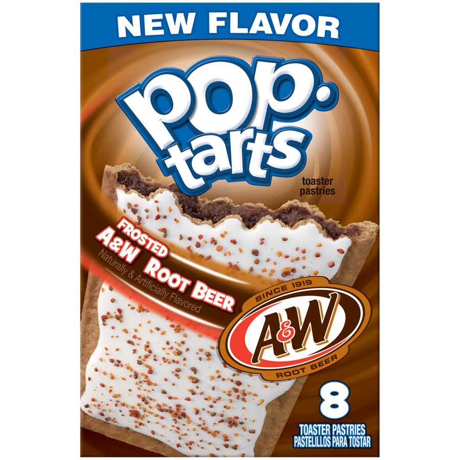 slide 1 of 7, Pop-Tarts Frosted A&W Root Beer Toaster Pastries, 8 ct; 14.1 oz