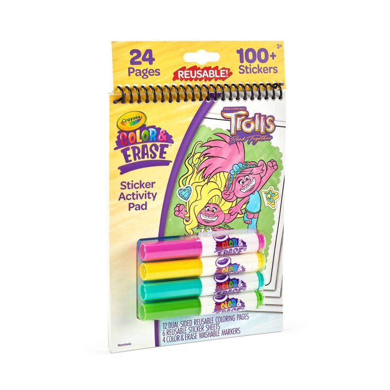 slide 2 of 5, Crayola Trolls Color & Erase Reusable Sticker Activity Pad, 1 ct