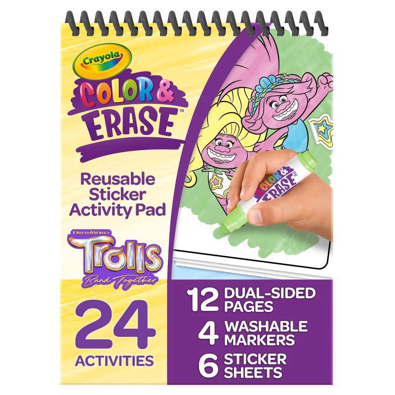 slide 5 of 5, Crayola Trolls Color & Erase Reusable Sticker Activity Pad, 1 ct