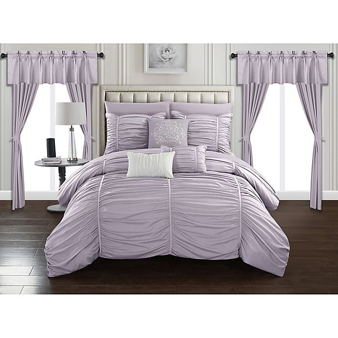 slide 2 of 8, Chic Home Gruyeres Queen Comforter Set - Lilac, 20 ct