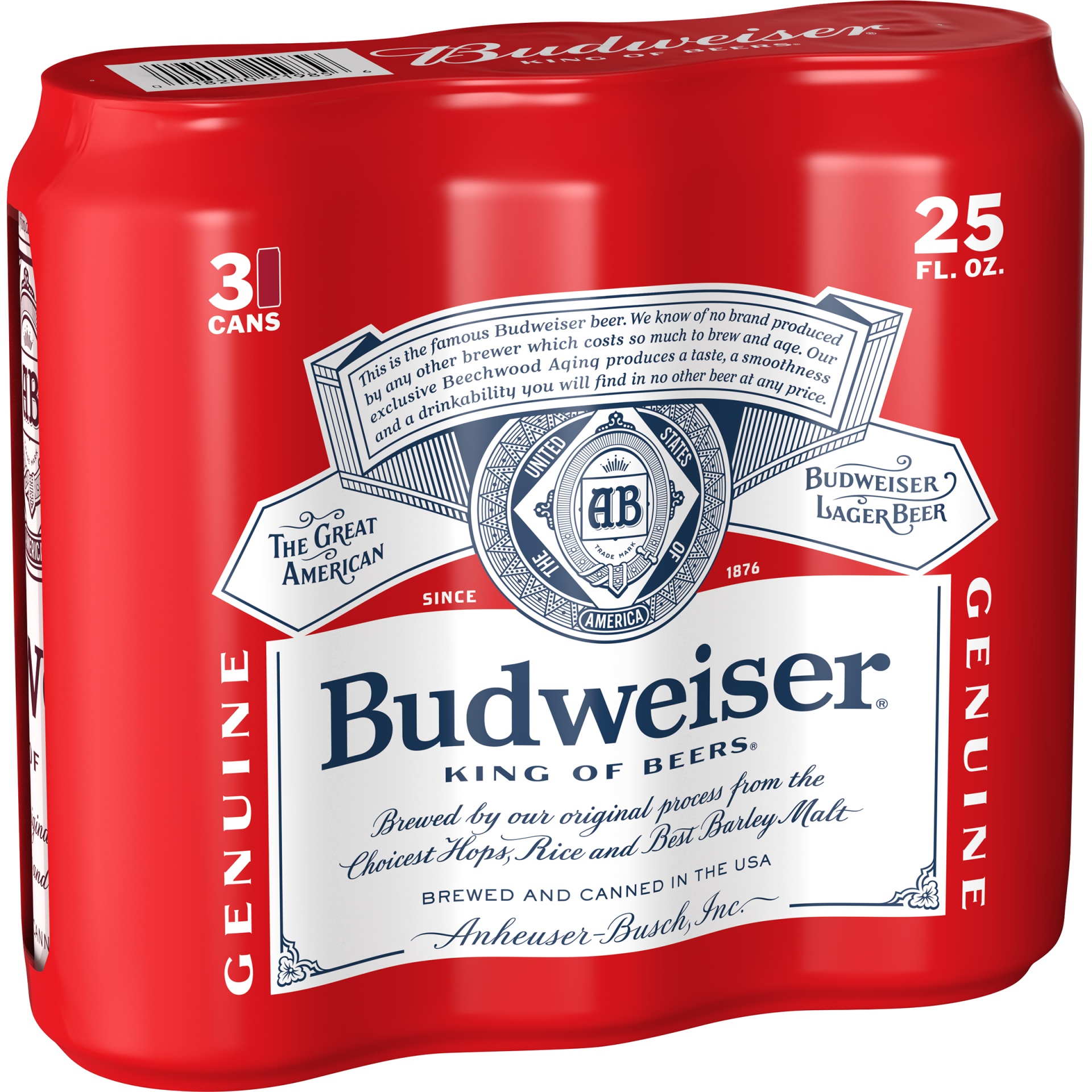 slide 3 of 3, Budweiser, 3 ct; 25 oz