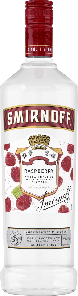 slide 2 of 4, Smirnoff Raspberry (Vodka Infused With Natural Flavors), 1 L, 1 liter