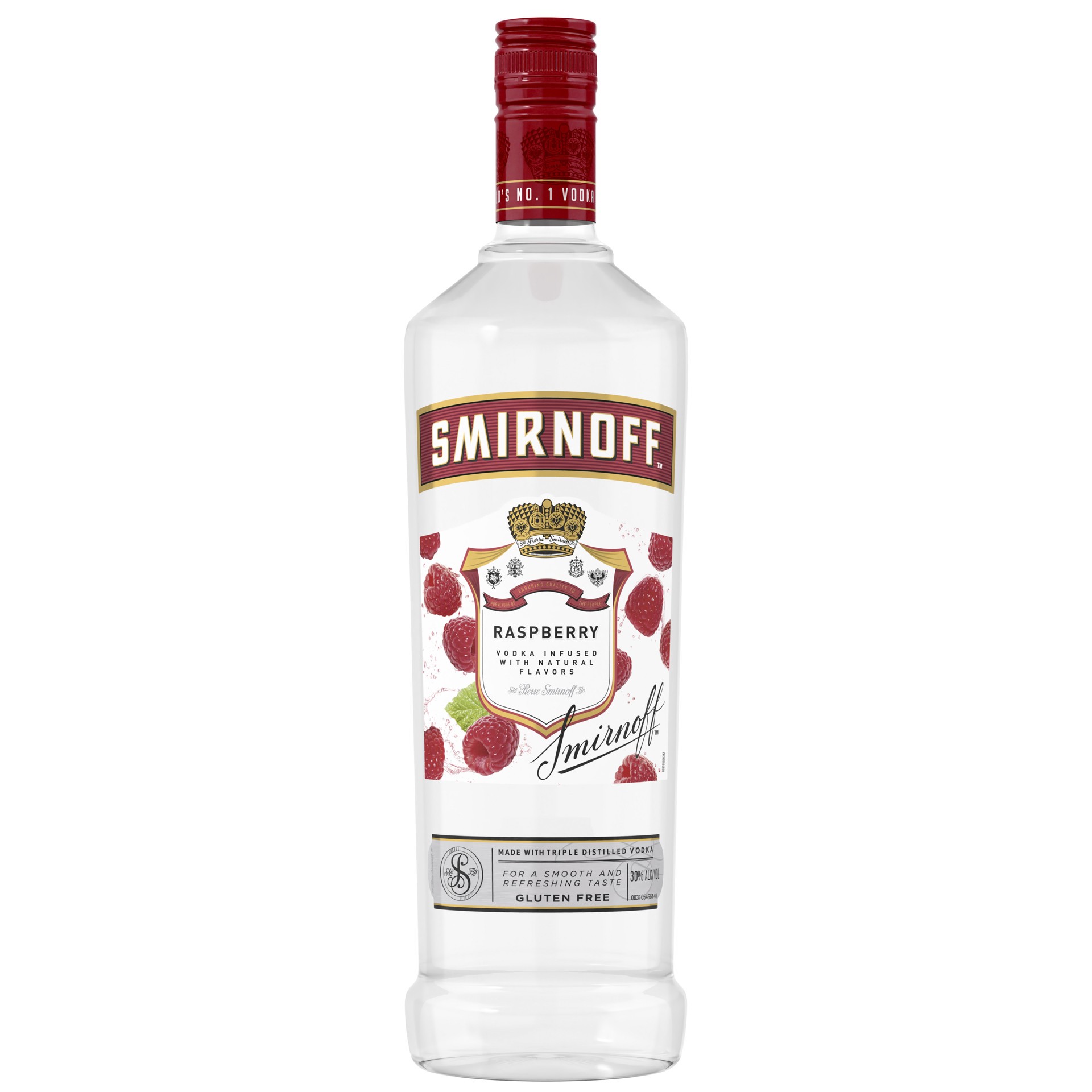 slide 1 of 4, Smirnoff Raspberry (Vodka Infused With Natural Flavors), 1 L, 1 liter