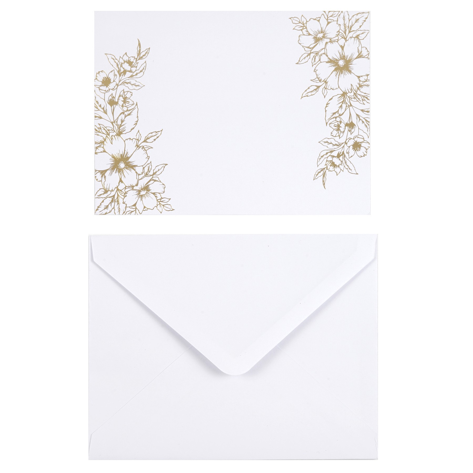 slide 2 of 3, Gold Floral Flat Cards & Envelopes By Recollections, 4.25" X 5.5", 4.25 in x 5.5 in
