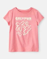 Carter's Girls Girl Power Short-Sleeve Graphic Tee - Pink Coral S