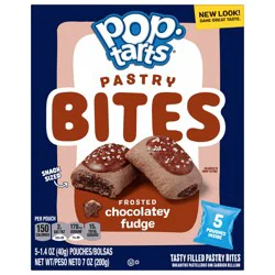Pop-Tarts Baked Pastry Bites, Kids Snacks, School Lunch, Frosted Chocolatey Fudge, 7oz Box, 5 Pouches