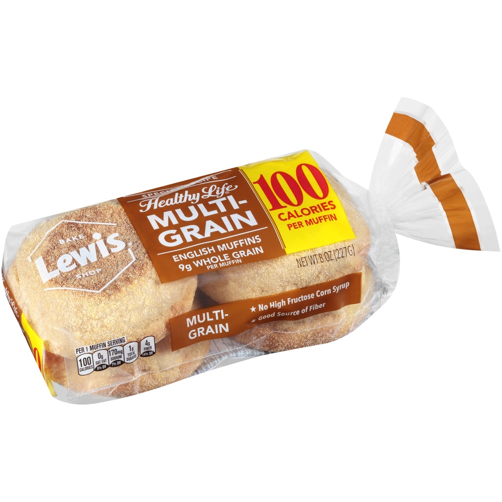 slide 3 of 8, Lewis Healthy Life Multigrain English Muffins 8 oz, 4 ct