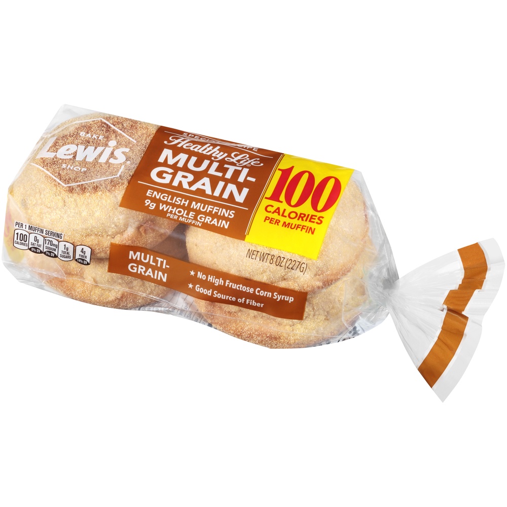 slide 4 of 8, Lewis Healthy Life Multigrain English Muffins 8 oz, 4 ct