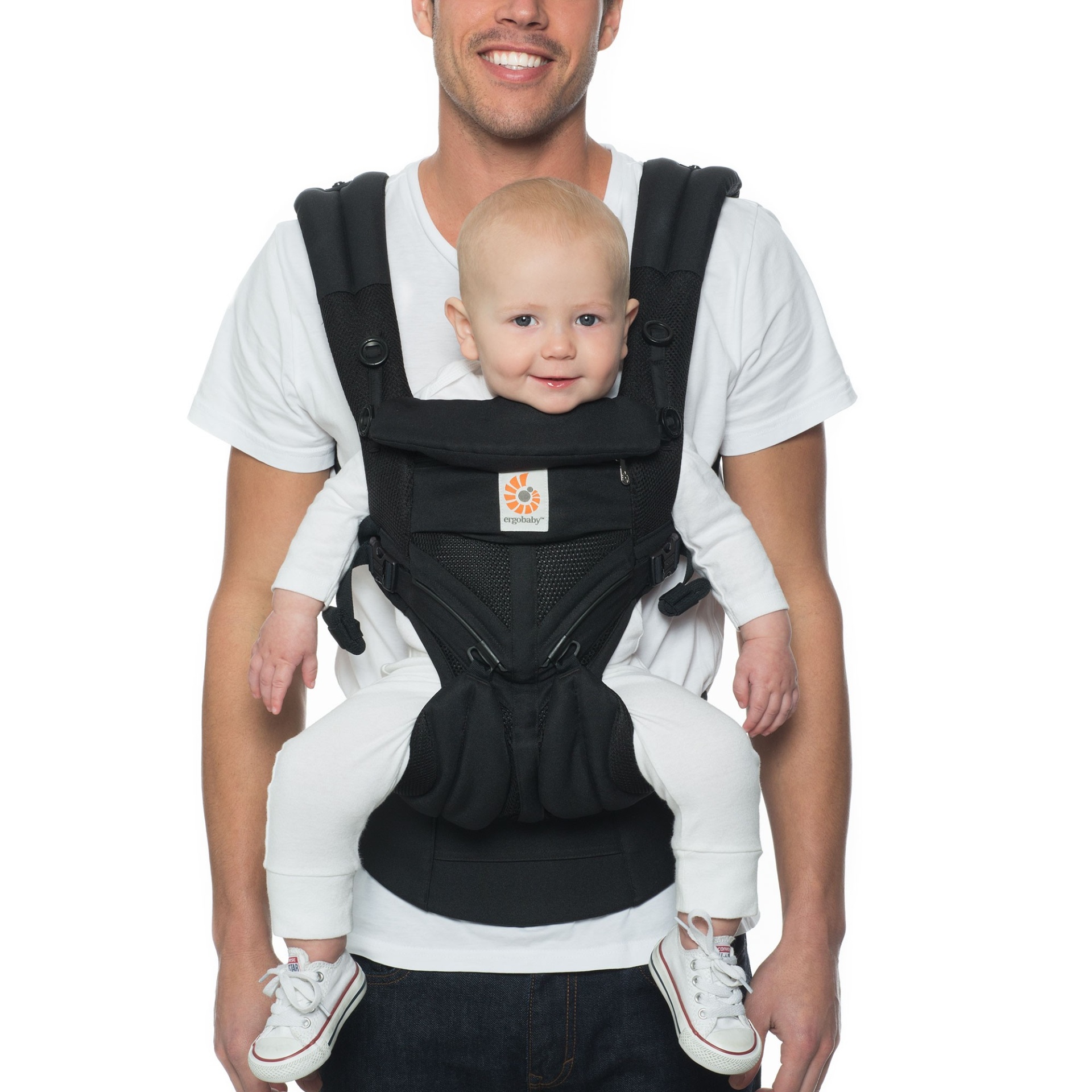 slide 1 of 7, Ergobaby Omni 360 Cool Air Mesh All Position Breatheable Baby Carrier with Lumbar Support - Onyx Black 7-45lb, 1 ct