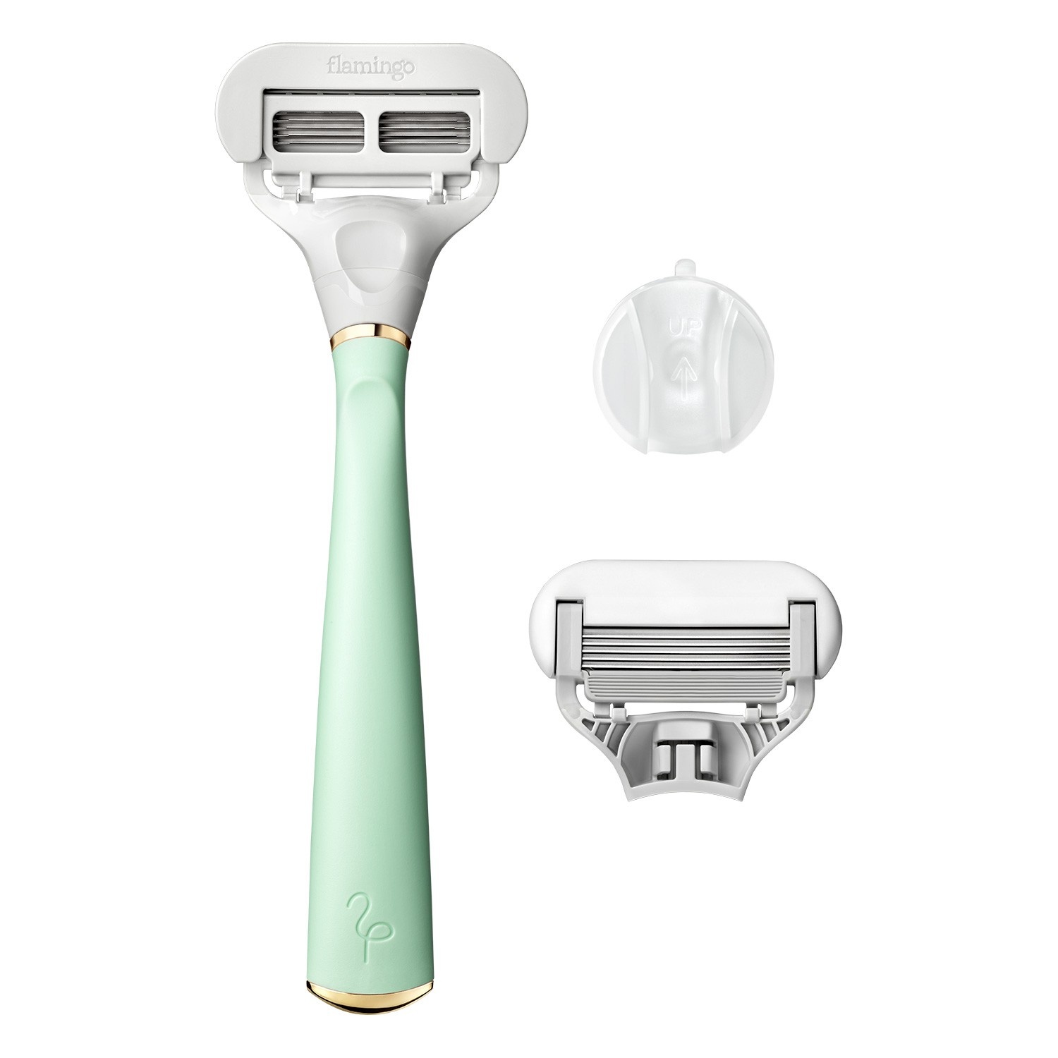 slide 1 of 4, Flamingo Women's 5-blade Razor with Replacement Blade Cartridge - Mint, 1 ct