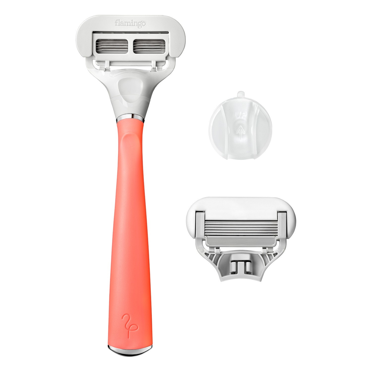 slide 1 of 4, Flamingo Women's 5-blade Razor with Replacement Blade Cartridge - Pomelo, 1 ct