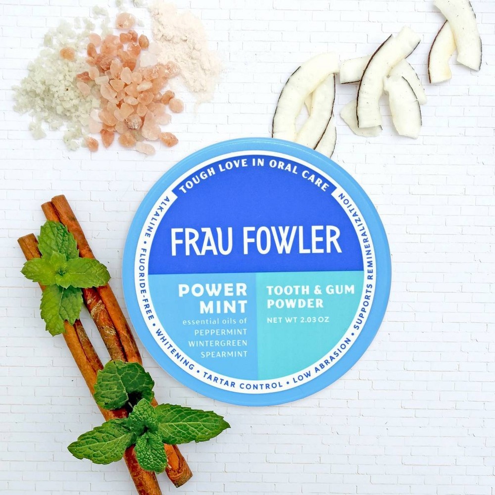 slide 4 of 6, Frau Fowler Power Mint Tooth & Gum Powder, 2.03 oz