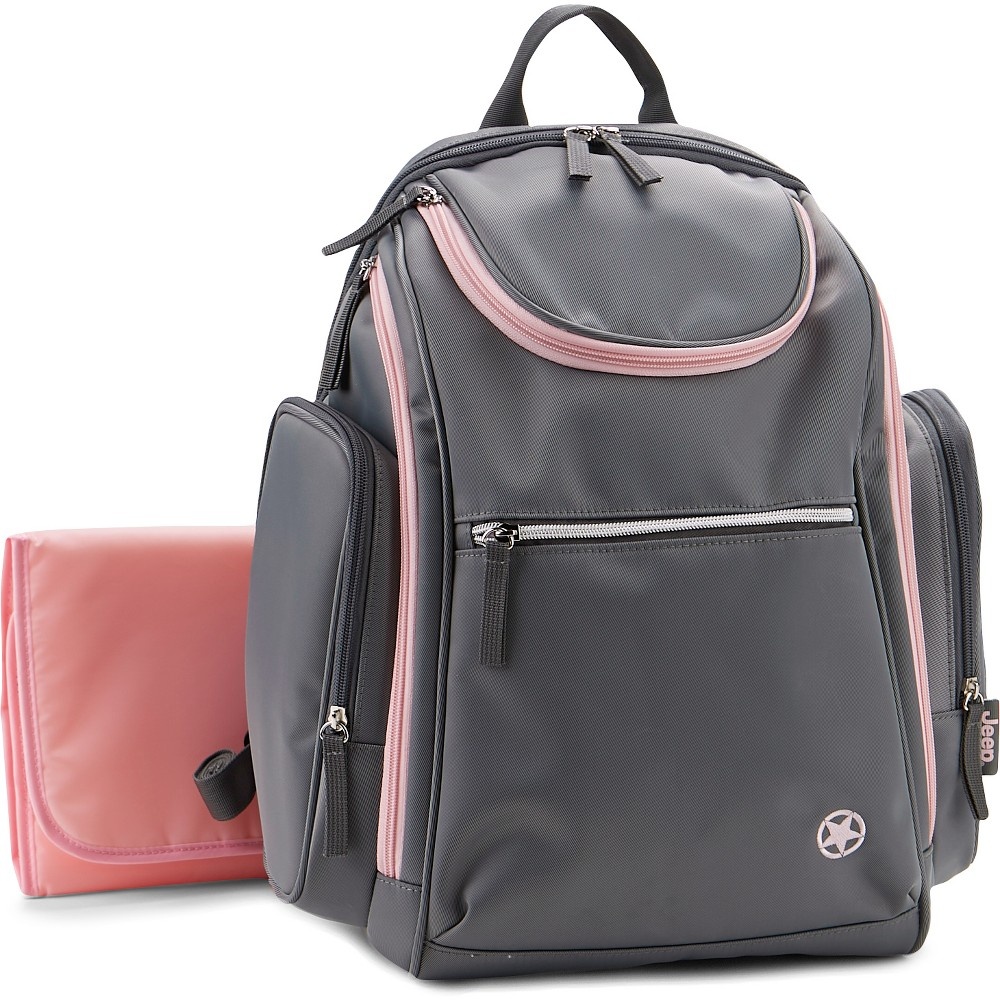 slide 2 of 11, Jeep Backpack - Gray/Pink, 1 ct