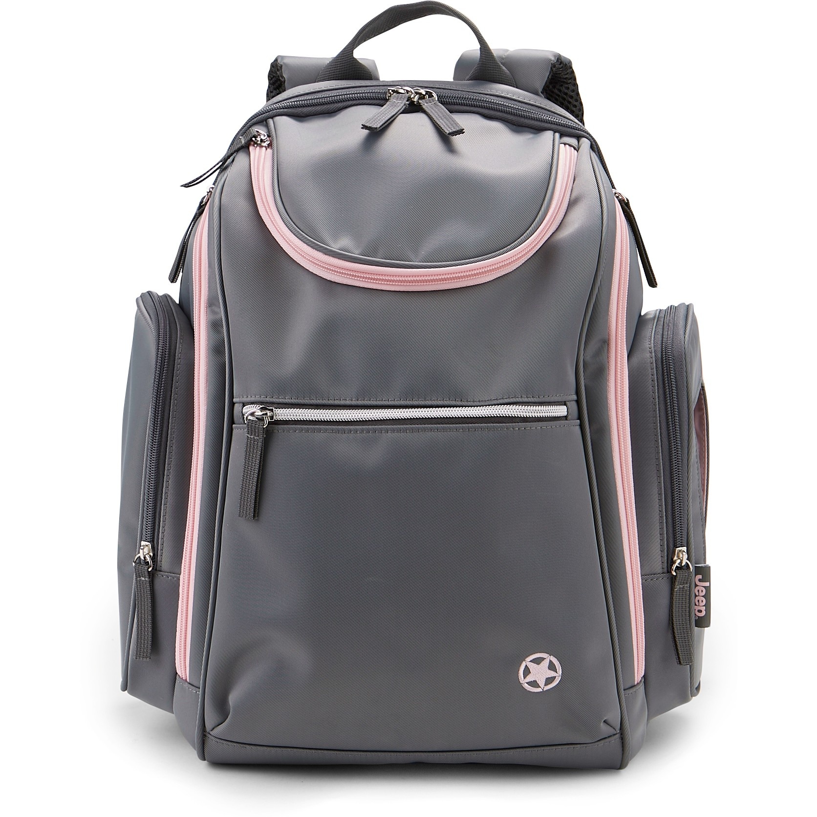 slide 1 of 11, Jeep Backpack - Gray/Pink, 1 ct