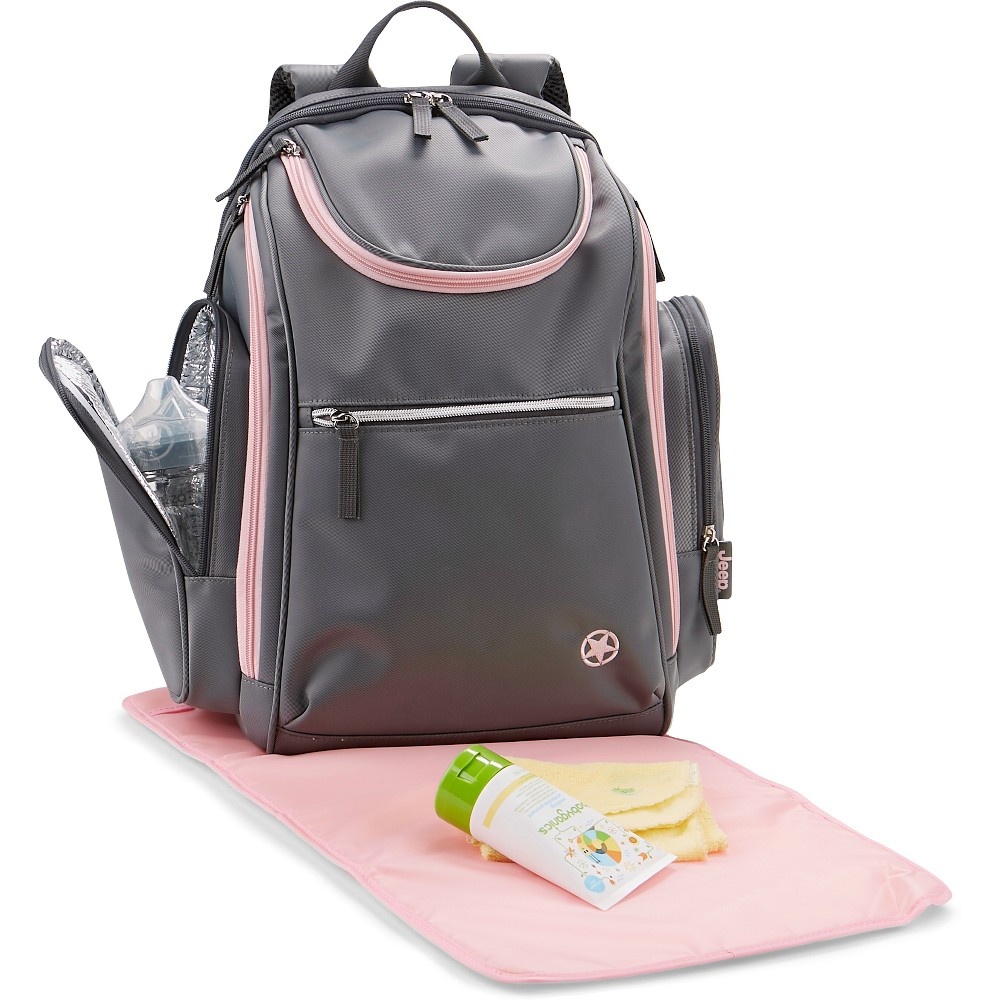 slide 9 of 11, Jeep Backpack - Gray/Pink, 1 ct
