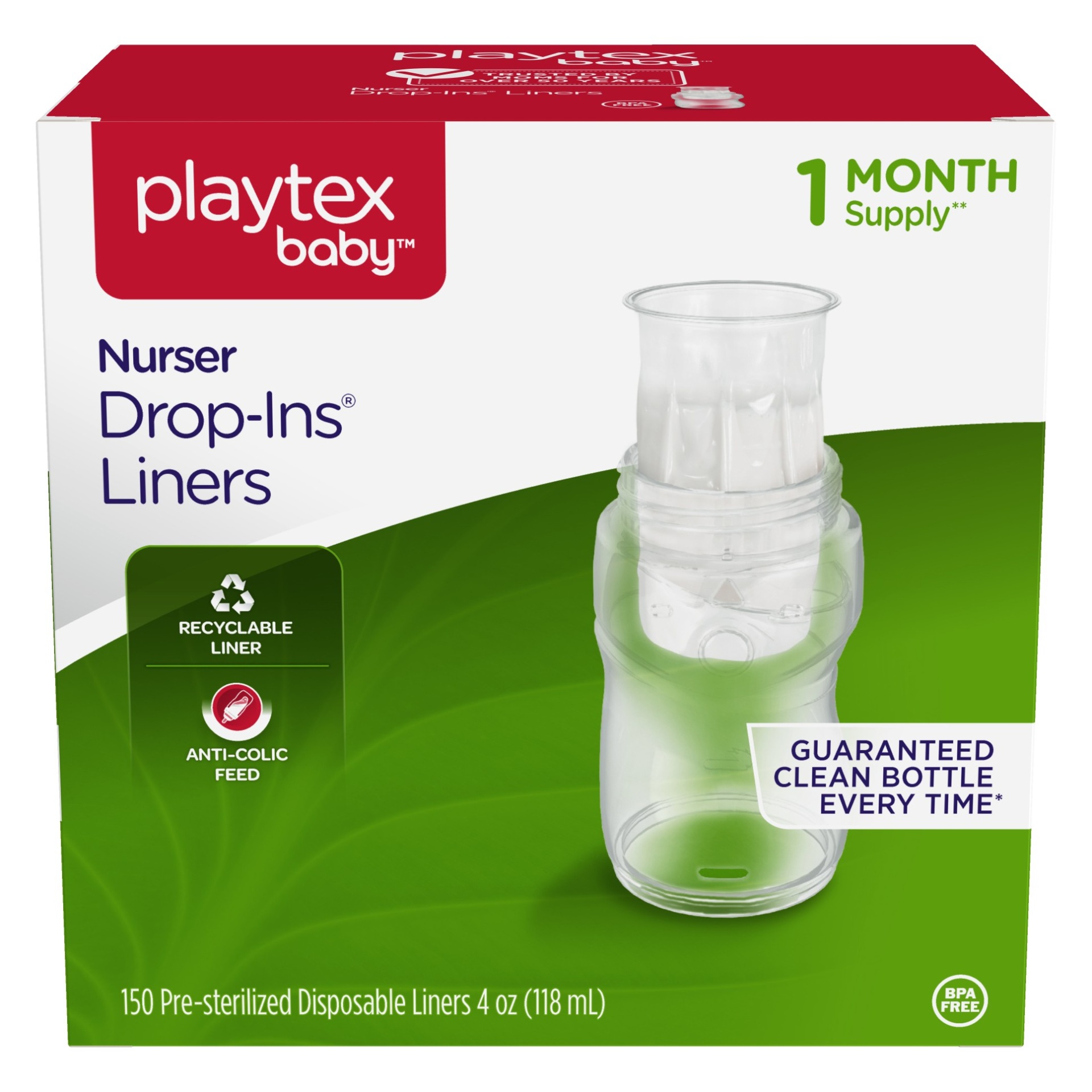 slide 1 of 4, Playtex Nurser Drop-Ins Liners, 4 oz, 150 ct