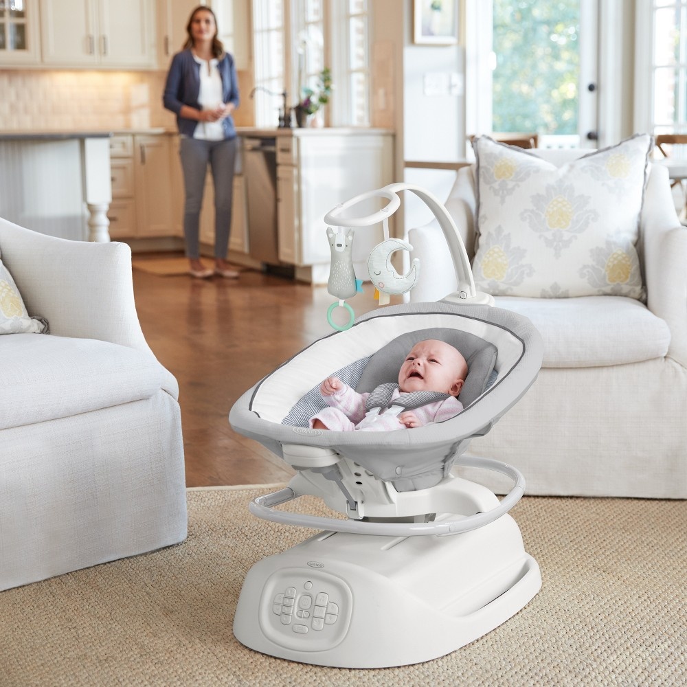 slide 10 of 13, Graco Sense2Soothe Baby Swing with Cry Detection Technology in Sailor - White, 1 ct