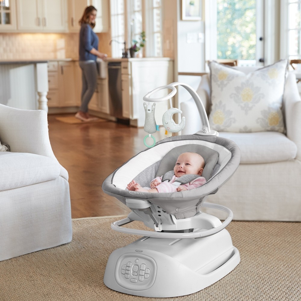 slide 11 of 13, Graco Sense2Soothe Baby Swing with Cry Detection Technology in Sailor - White, 1 ct