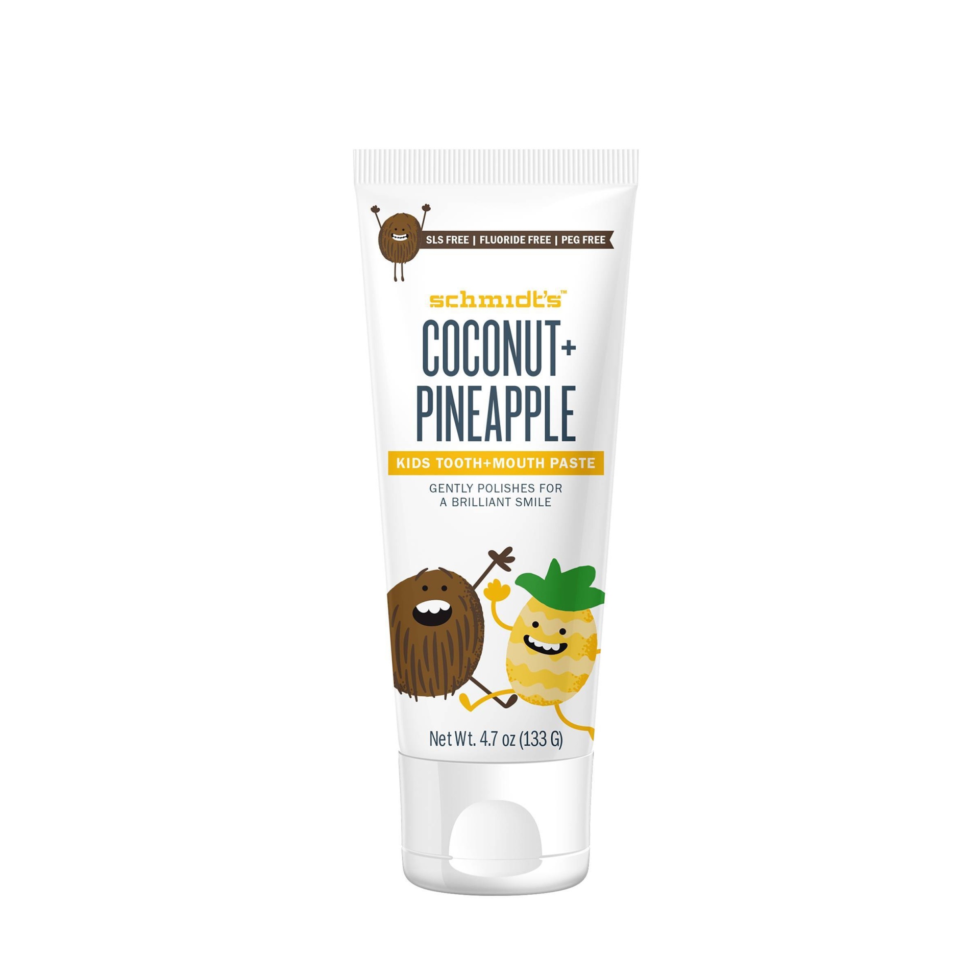 slide 1 of 2, Schmidt's Coconut Pineapple Kid's Toothpaste, 4.7 oz