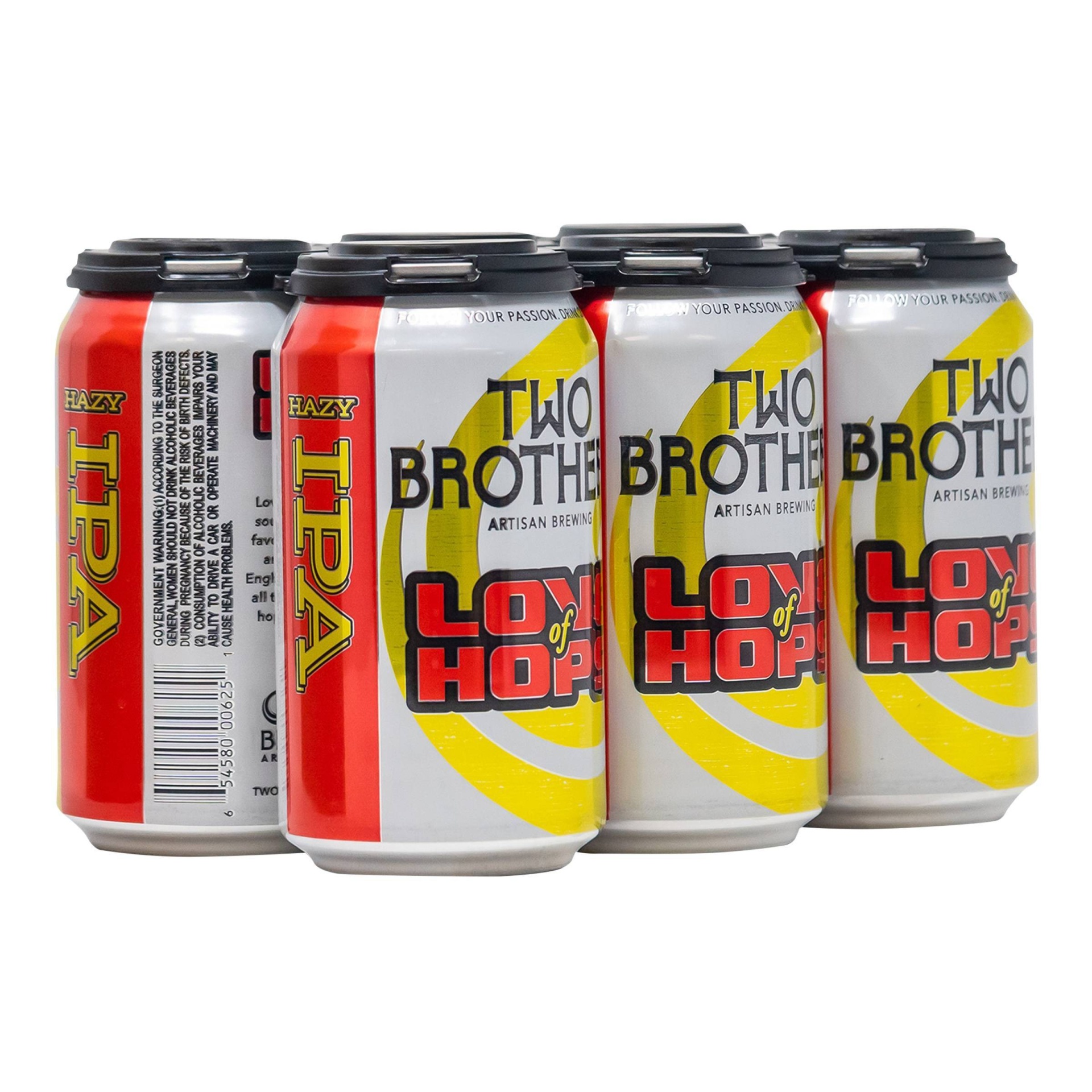 slide 1 of 1, Two Brothers Artisan Brewing Love Of Hops Hazy Ipa, 6 ct; 12 oz