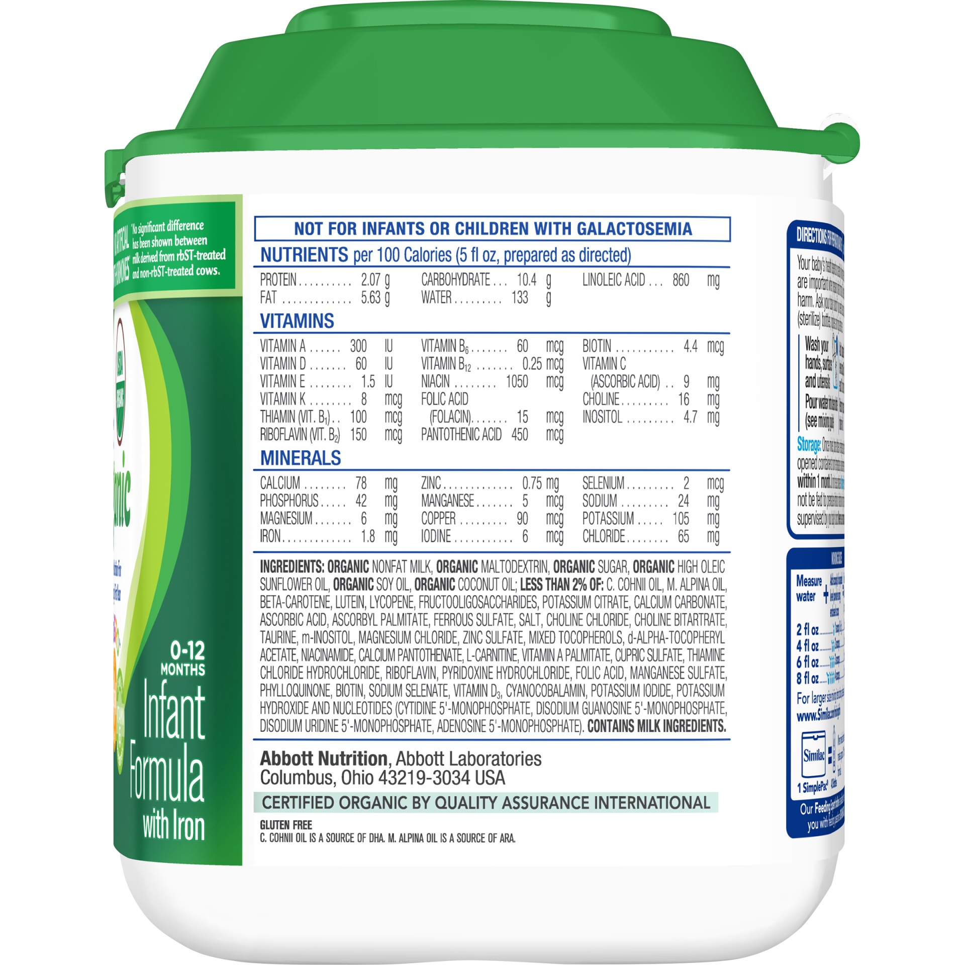 slide 5 of 7, Similac Organic Non-GMO Powder Infant Formula, 1.45 lb
