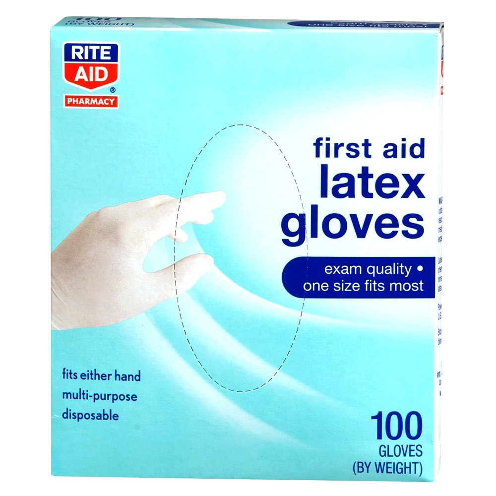 slide 1 of 1, Rite Aid Ra Glove Latex Os, 100 ct