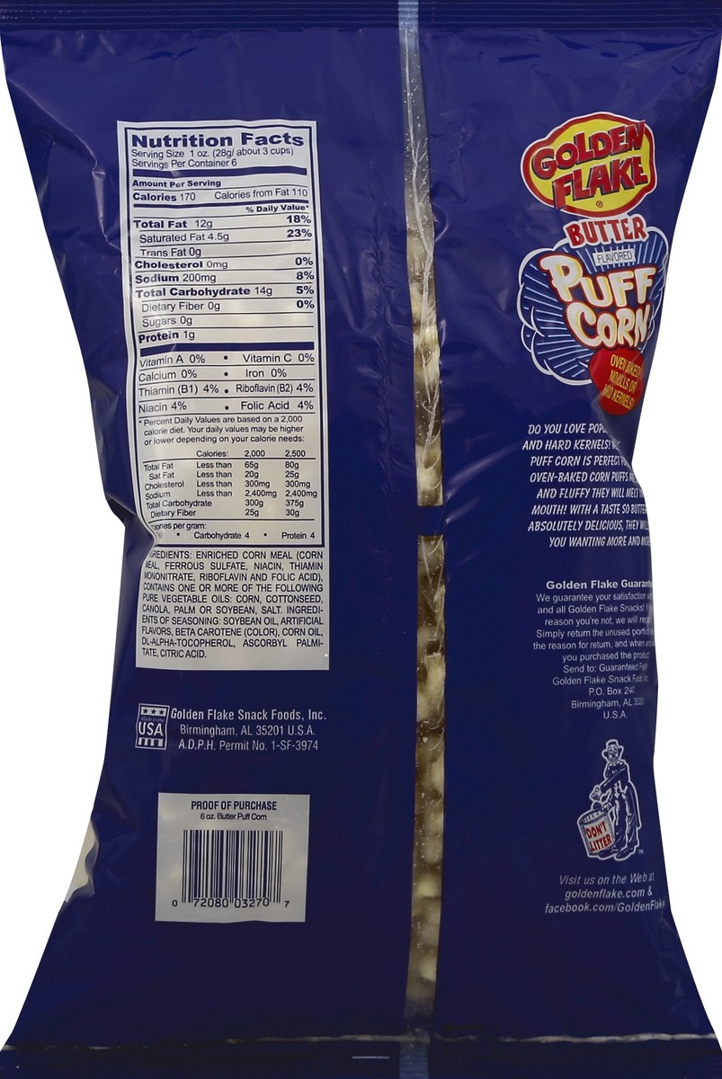 slide 4 of 6, Golden Flake Butter Corn Puffs, 6 oz