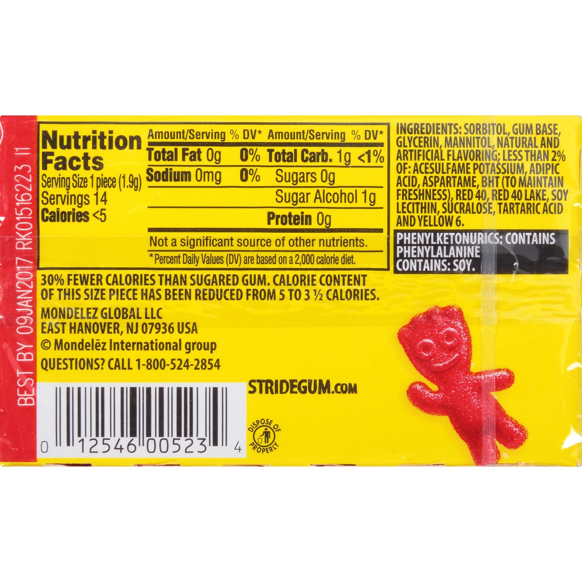 slide 5 of 8, Stride Sour Patch Kids Redberry Sugar-Free Gum 14 Piece Pack, 14 ct