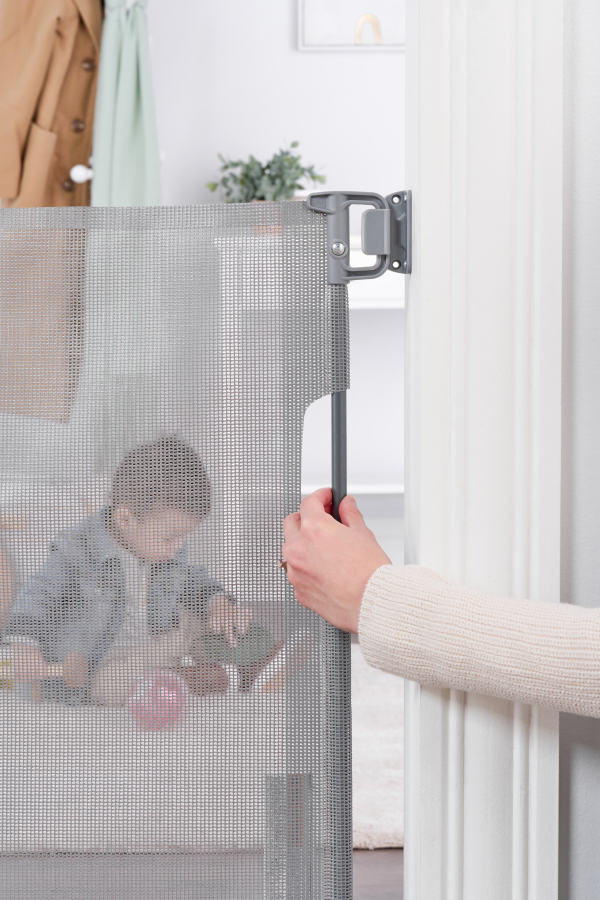 slide 4 of 13, Regalo Retractable Mesh Baby Safety Gate, Gray, 1 ct
