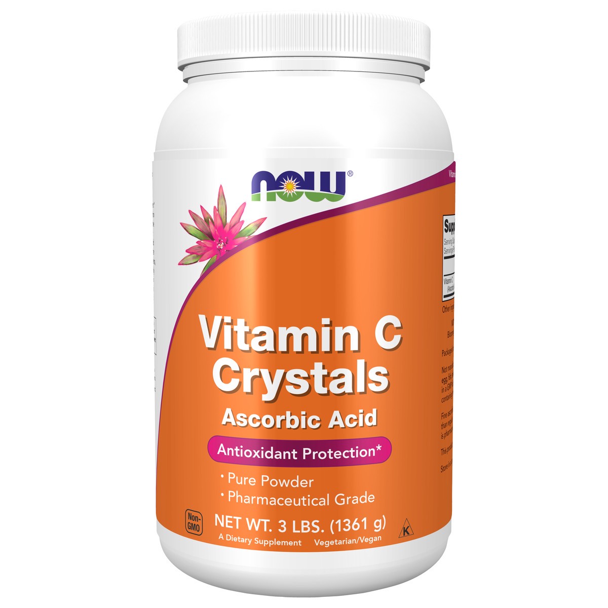 slide 1 of 8, NOW Vitamin C Crystals - 3 lb. Powder, 3 lb