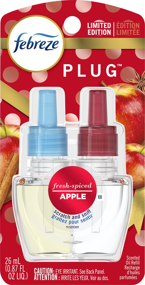 slide 1 of 6, Febreze Plug Fresh-Spiced Apple Scented Oil Refill 26 ml, 26 ml