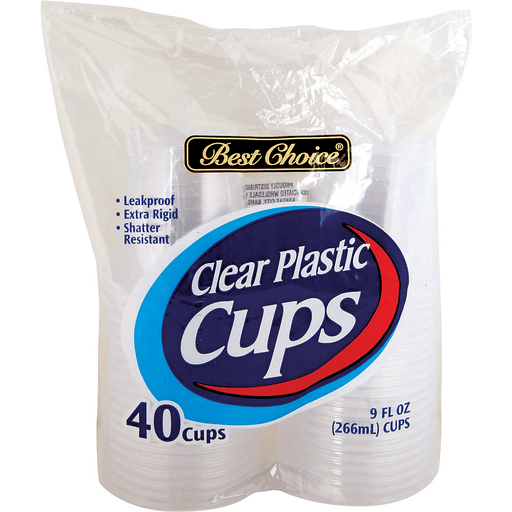 slide 1 of 1, Best Choice Clear Plastic Cups, 40 ct