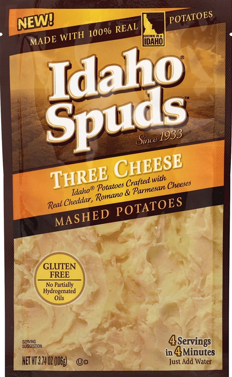 slide 5 of 6, Idaho Spuds Mashed Potatoes, Three Cheese, 3.74 oz