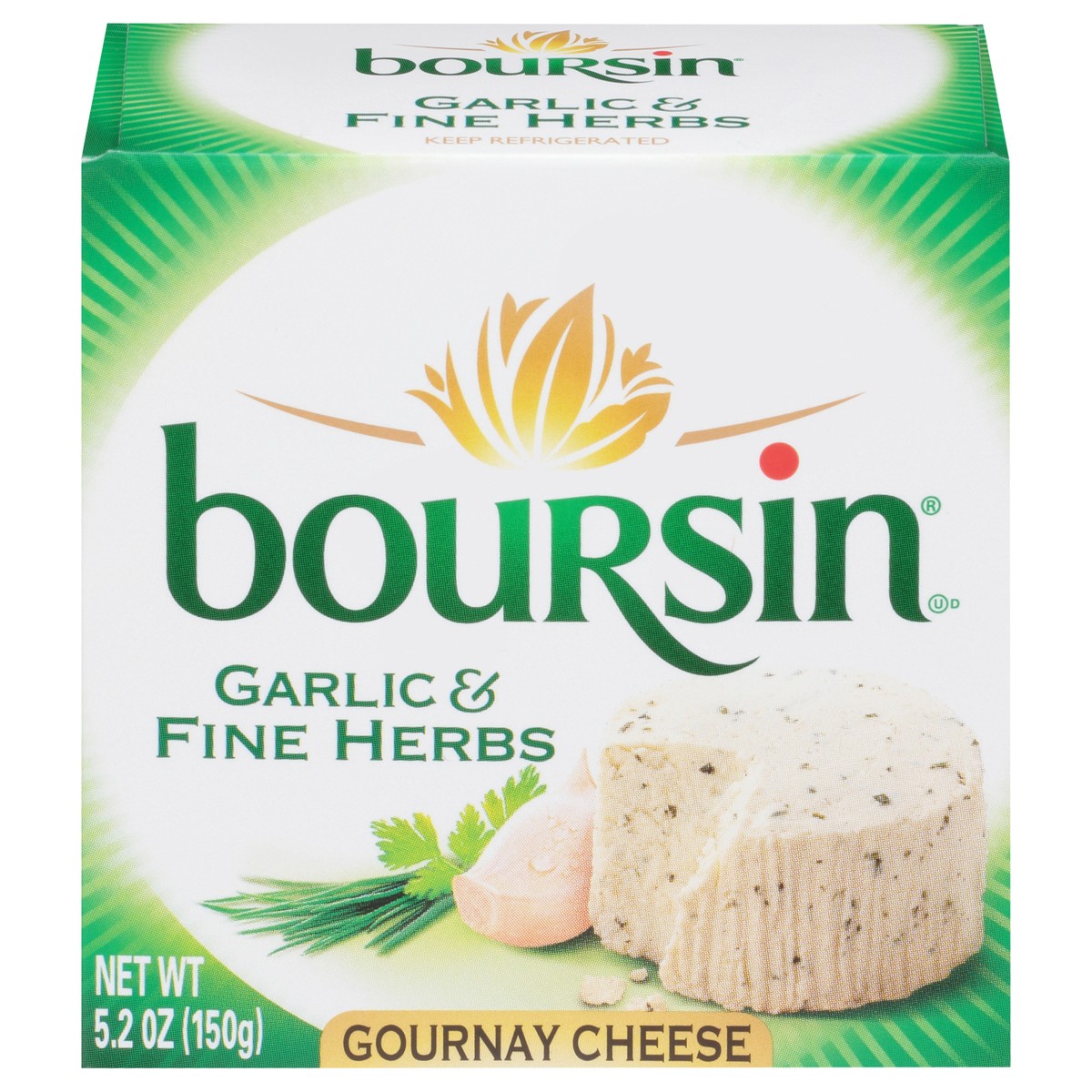 slide 1 of 9, Boursin Garlic & Fine Herbs Gournay Cheese 5.2 oz Box, 5.2 oz