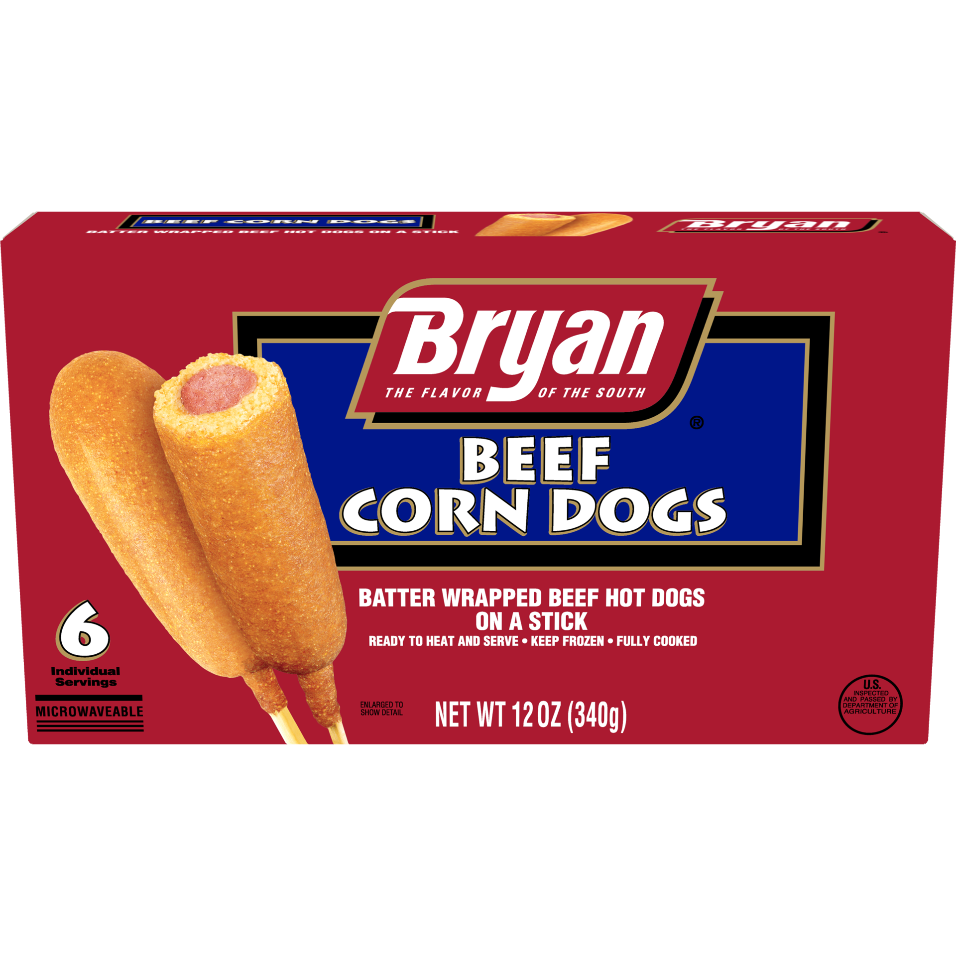 slide 1 of 10, Bryan Beef Corn Dogs 6 Count (Frozen), 12 oz