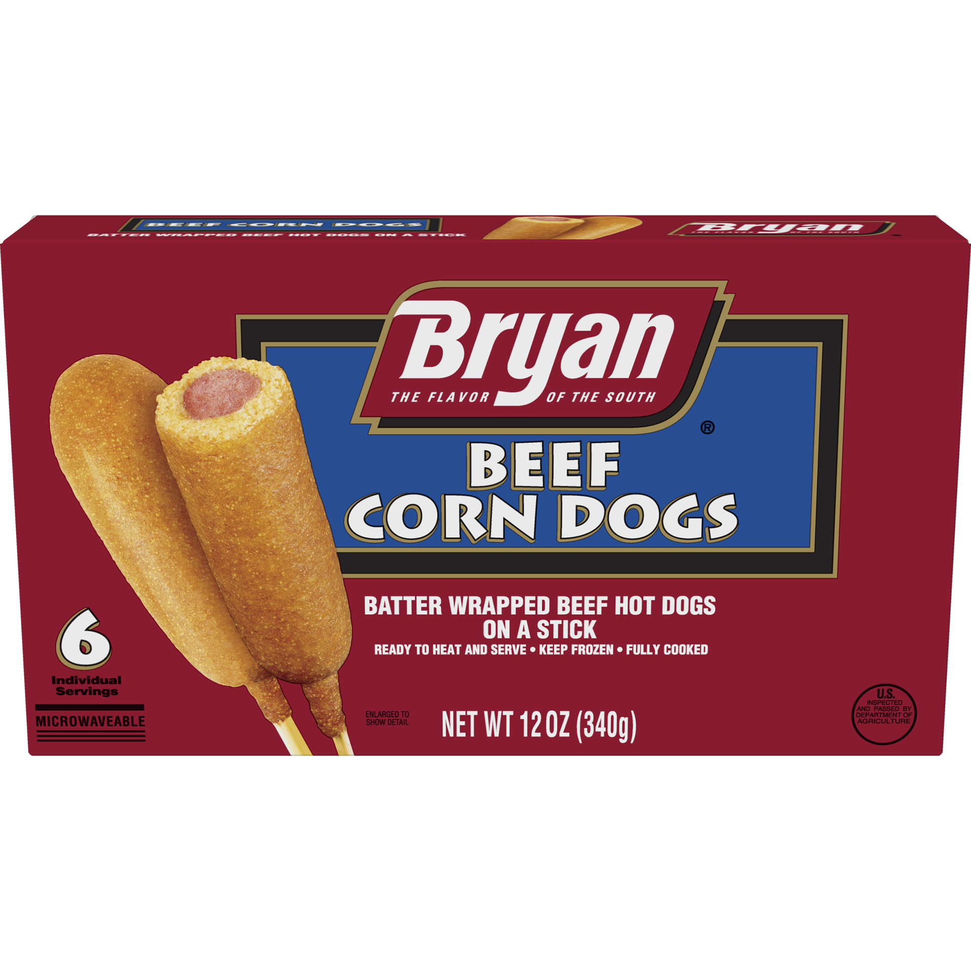 slide 6 of 10, Bryan Beef Corn Dogs 6 Count (Frozen), 12 oz