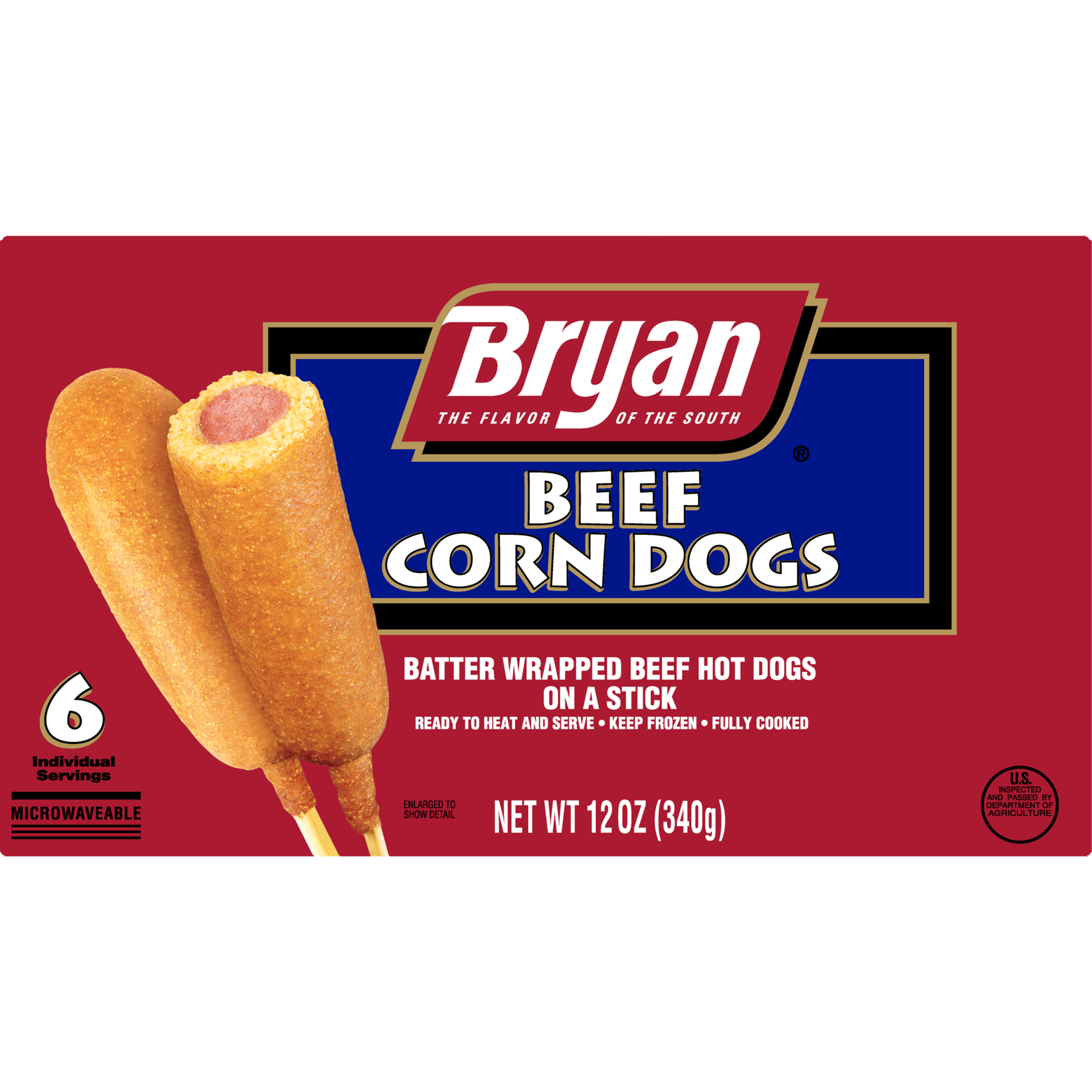 slide 1 of 10, Bryan Beef Corn Dogs 6 Count (Frozen), 12 oz