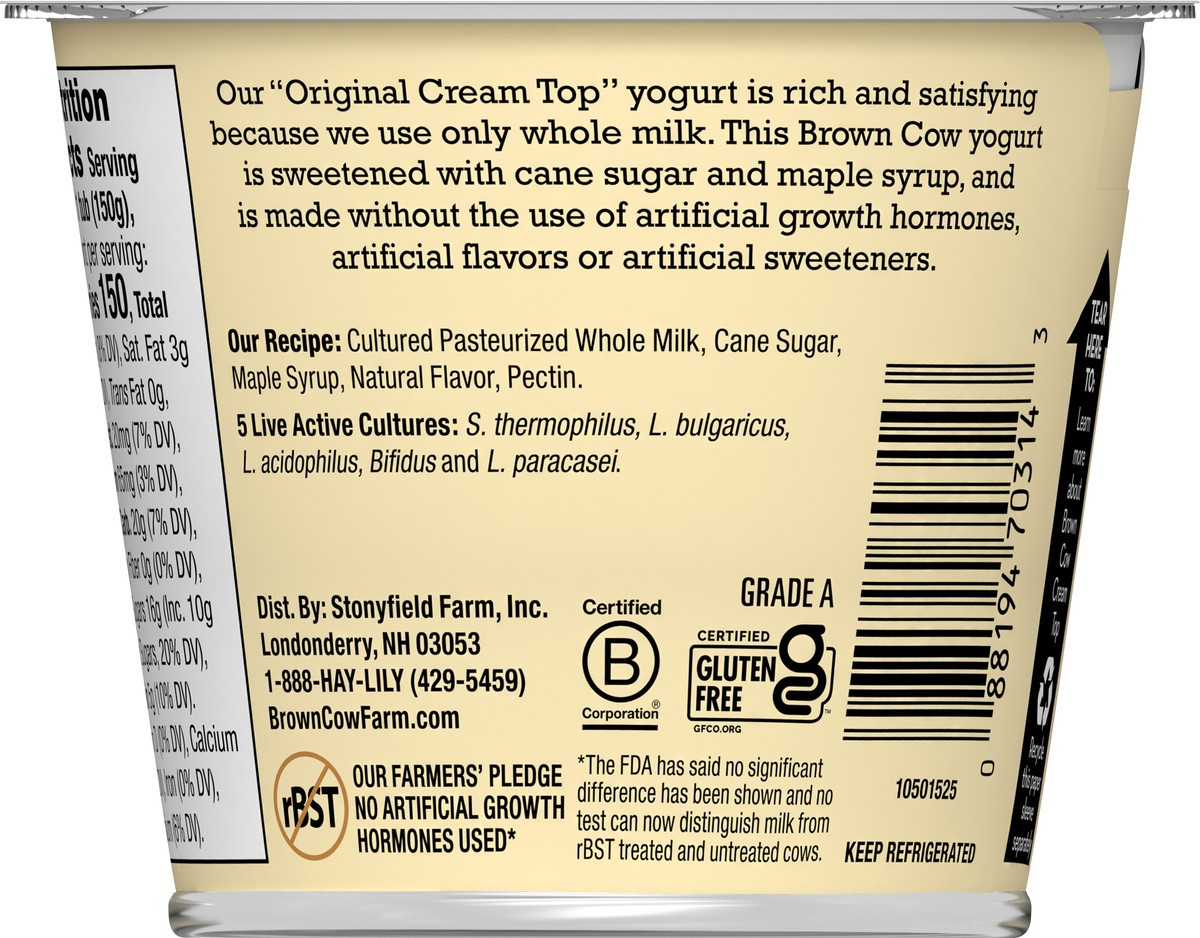 slide 2 of 7, Brown Cow Whole Milk Maple Yogurt 5.3 oz, 5.3 oz