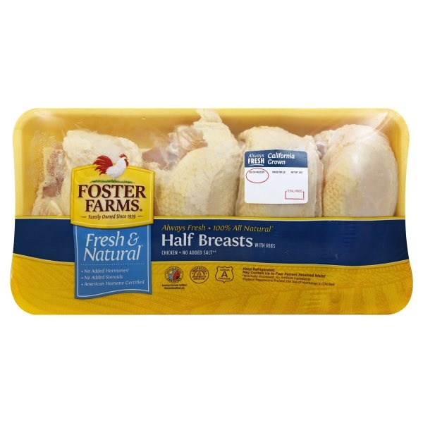 slide 1 of 1, Foster Farms Chicken Half Breasts Fresh Value Pack, per lb