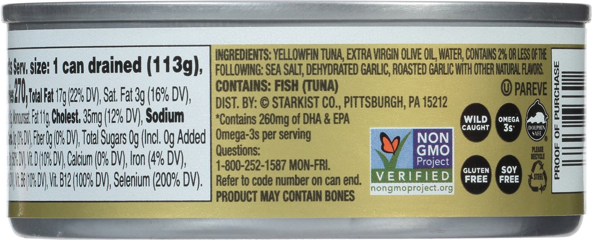 slide 6 of 12, StarKist E.V.O.O. Solid Yellowfin Tuna with Roasted Garlic in Extra Virgin Olive Oil 4.5 oz, 4.5 oz