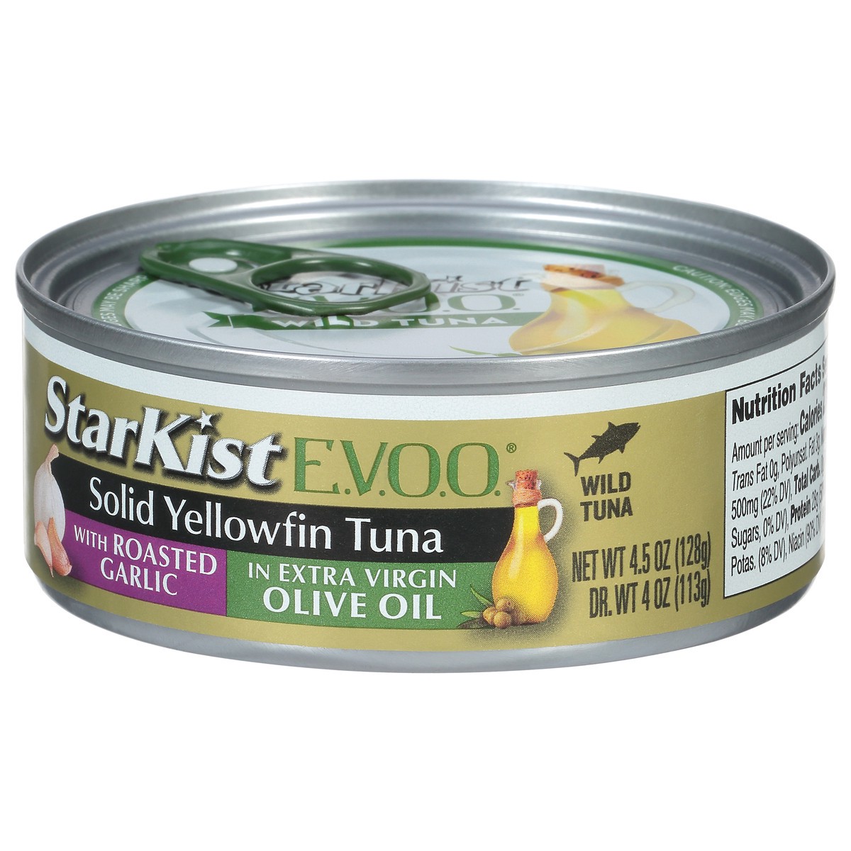 slide 8 of 12, StarKist E.V.O.O. Solid Yellowfin Tuna with Roasted Garlic in Extra Virgin Olive Oil 4.5 oz, 4.5 oz